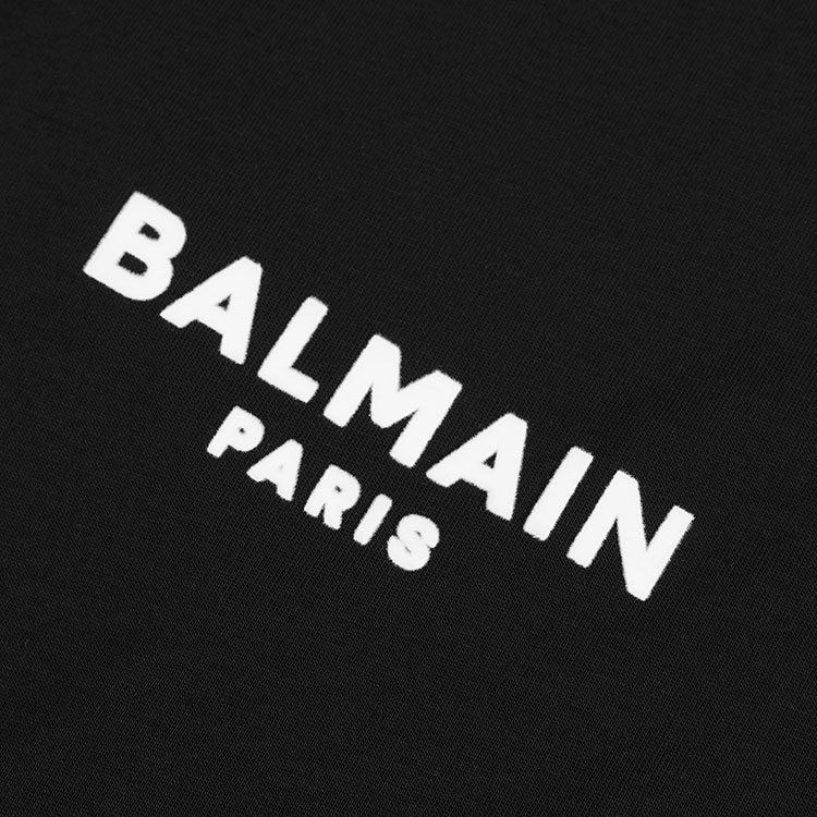 balmain/巴尔曼 黑色 女士植绒徽标logo饰短袖t恤 uf11351i382 20年