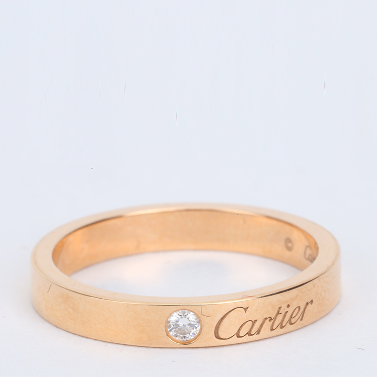 cartier(卡地亚 18k金单钻窄版戒指 55