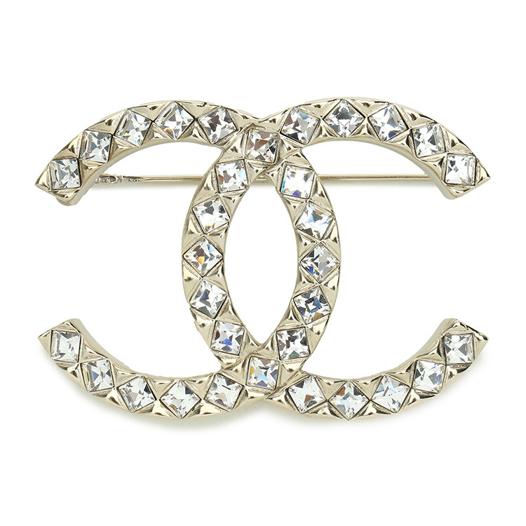chanel(香奈儿) #浅金色仿钻石双c胸针