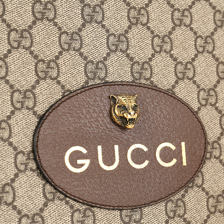 gucci(古驰) #gg supreme系列帆布中性款虎头印花手拿包