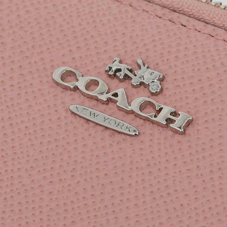 coach/蔻驰 女士织纹马车标双拉链牛皮手机钱夹 63112 嫩粉