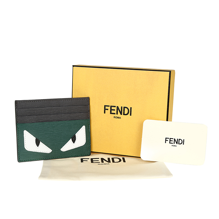 fendi/芬迪男士小怪兽系列压纹牛皮小型皮具卡片夹7m0164森林绿