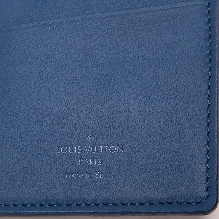 louis vuitton/路易威登 pvc蓝色棋盘格男士长款钱夹 n63205