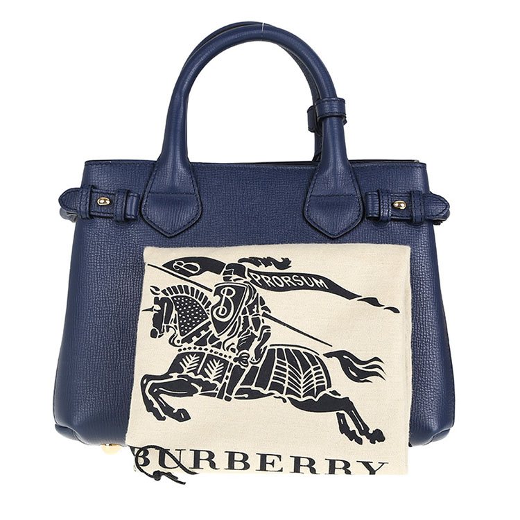 burberry/博柏利 女士banner纯色小牛皮/织物托特手提包 3983041 墨