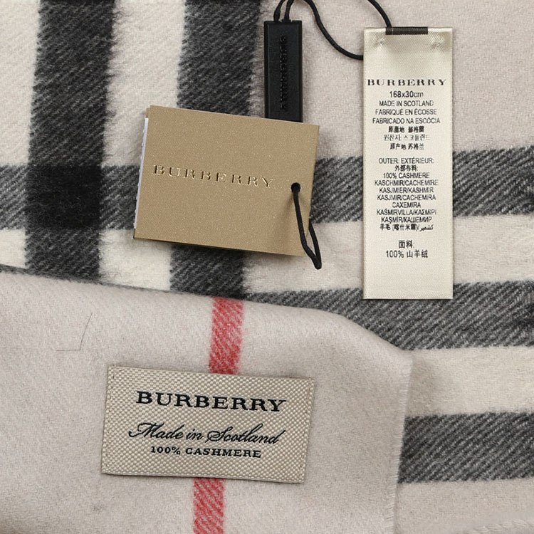 burberry/博柏利 女士格纹羊绒围巾 3954673 石色格子