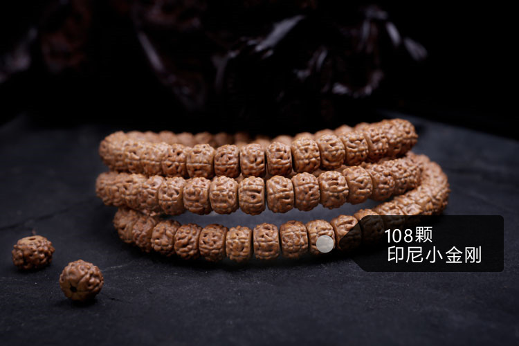 zhang"s textiles/绣花张 108颗藏式肉纹小金刚菩提手串 六瓣10mm