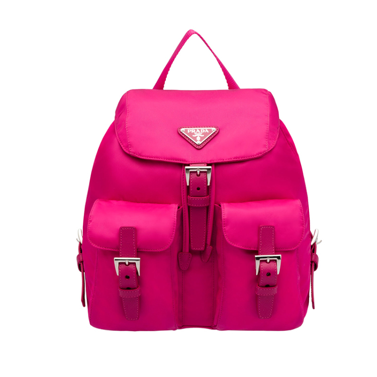 PRADA\/普拉达樱红色女士时尚潮流顶部翻盖织