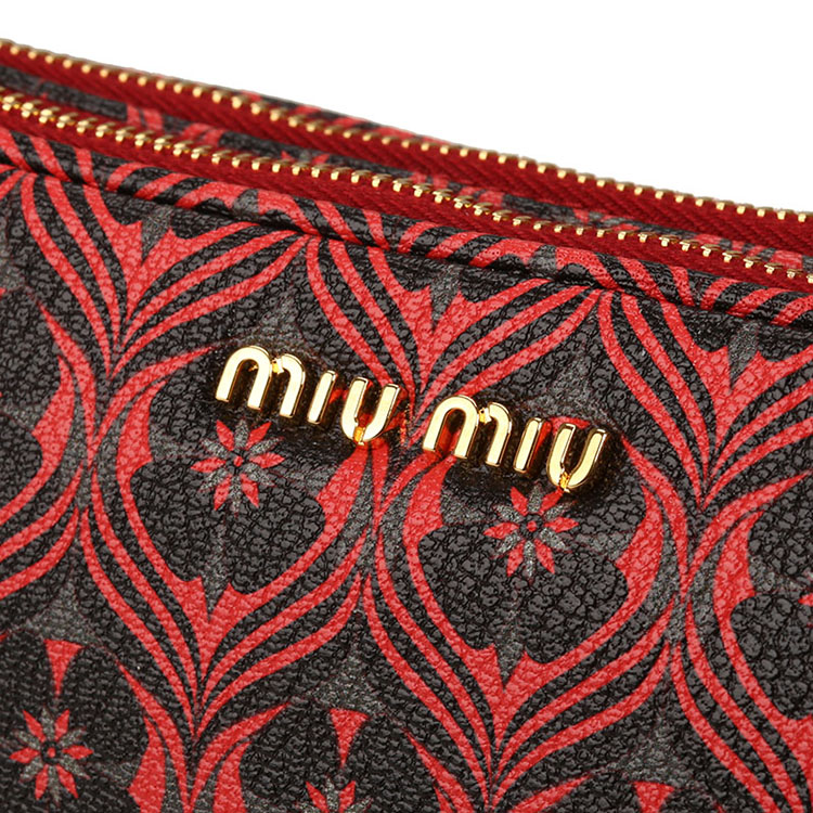 miumiu/缪缪 女士马德拉斯印花羊皮斜挎包 5zh011 红色/深灰