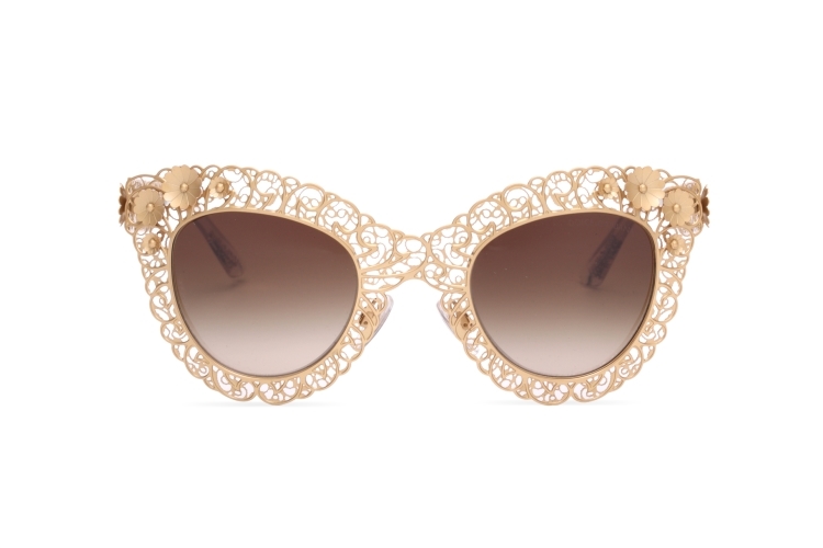 dolce&gabbana/杜嘉班纳新款太阳镜 dg2134女士镂空金属框立体花朵