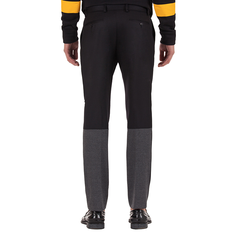 two italian boys 黑色羊毛背面拼色男裤 pantalone fefo b