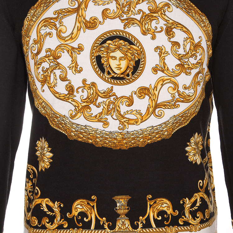 versace/范思哲 长袖圆领logo标志经典休闲印花针织衫 a216838 男针织