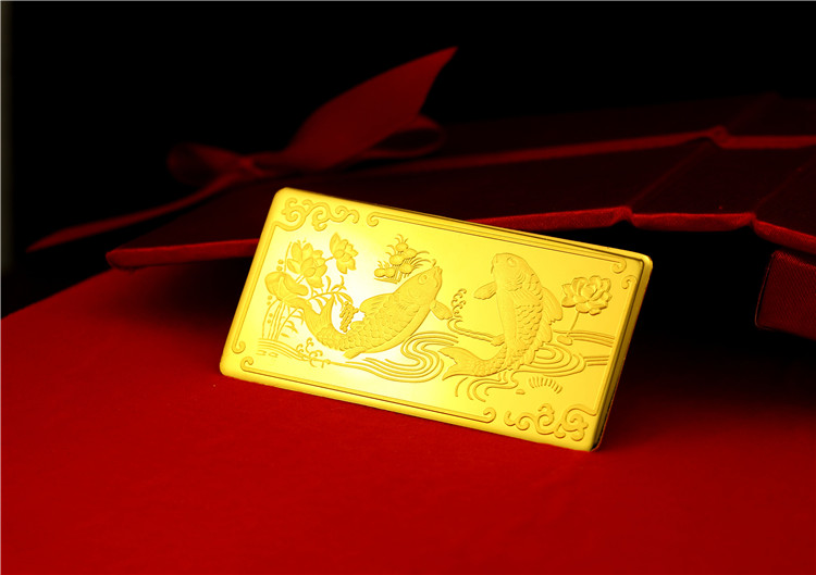 cnuti粤通国际珠宝 黄金金条 金砖 年年有余 投资 收藏 50克