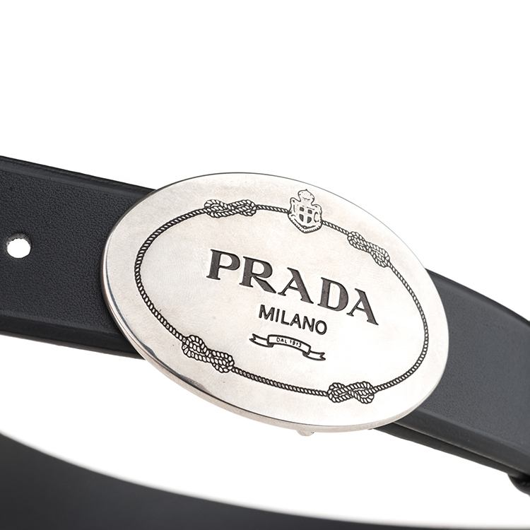 【prada普拉达 腰带】prada/普拉达 银圆头 素色 双面