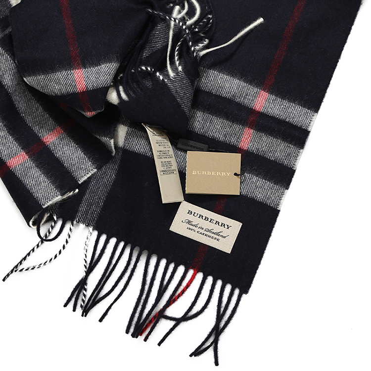 burberry/博柏利 中性男女通用纯色羊绒围巾 3993734 海军蓝