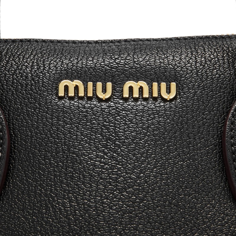 miumiu/缪缪黑色山羊皮手提包