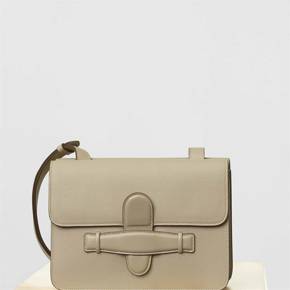 CELINE\/赛琳 Symmetrical中号浅灰褐色粒面小