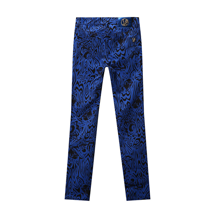 versace jeans/范思哲牛仔女士裤子-女士蓝底印花裤