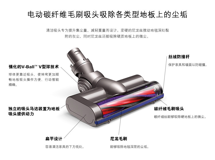 戴森 Dyson V6 Motorhead 无线无绳手持式家用吸尘器 可除螨