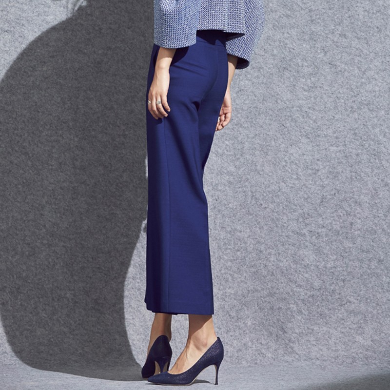 avouavou/avouavou navy wide pants 藏蓝色九分阔腿裤