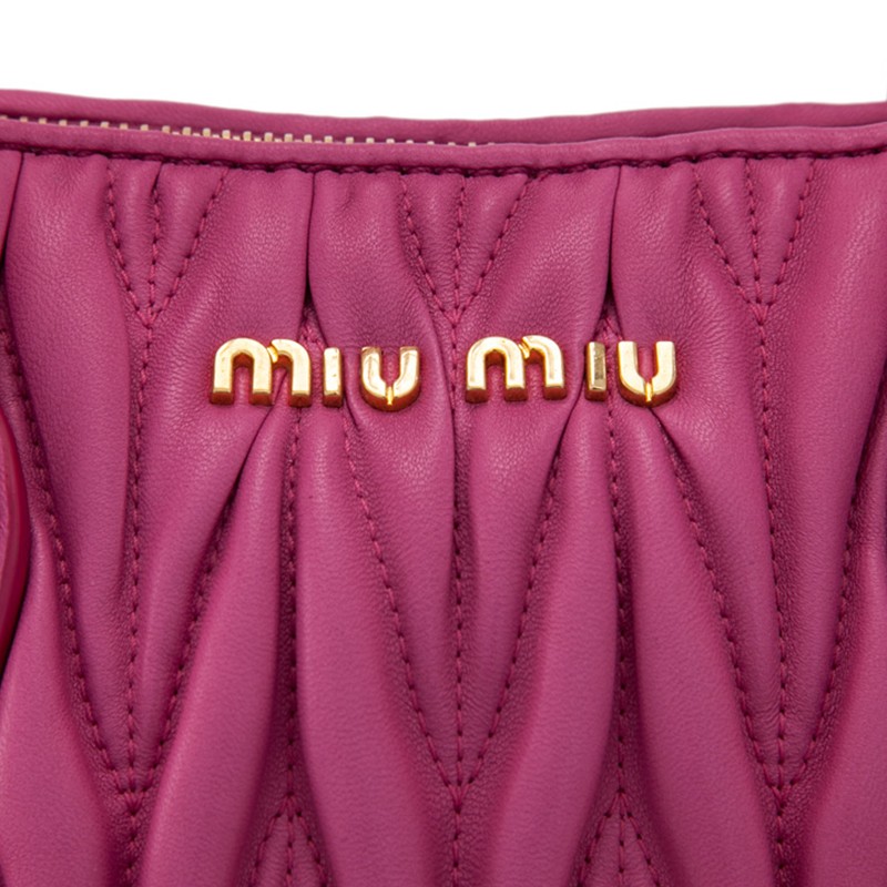 miumiu/缪缪玫红色小羊皮手提包