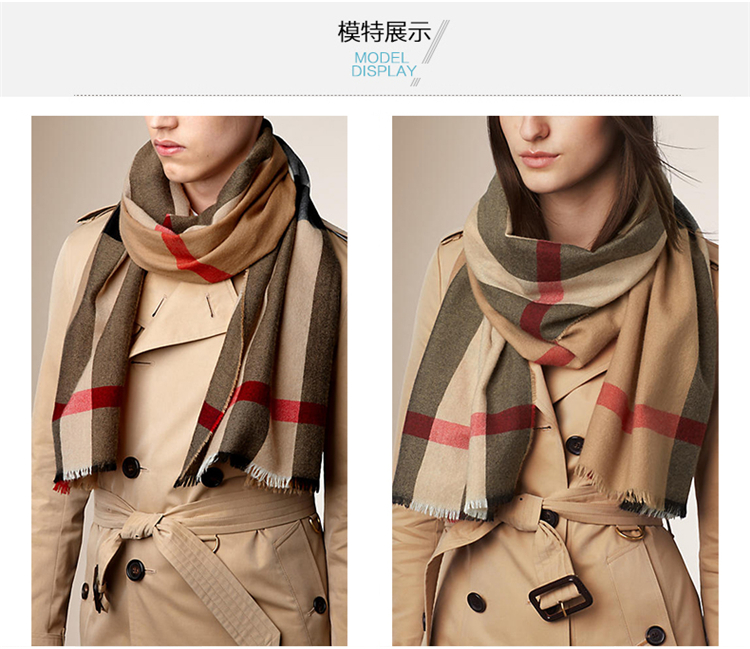 burberry/博柏利 lux fine ch系列 男女同款多色羊绒围巾 3878358