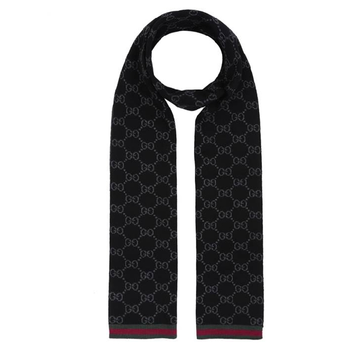 【gucci古驰 围巾】gucci/古驰 男款黑色羊毛围巾【正品 价格 图片】