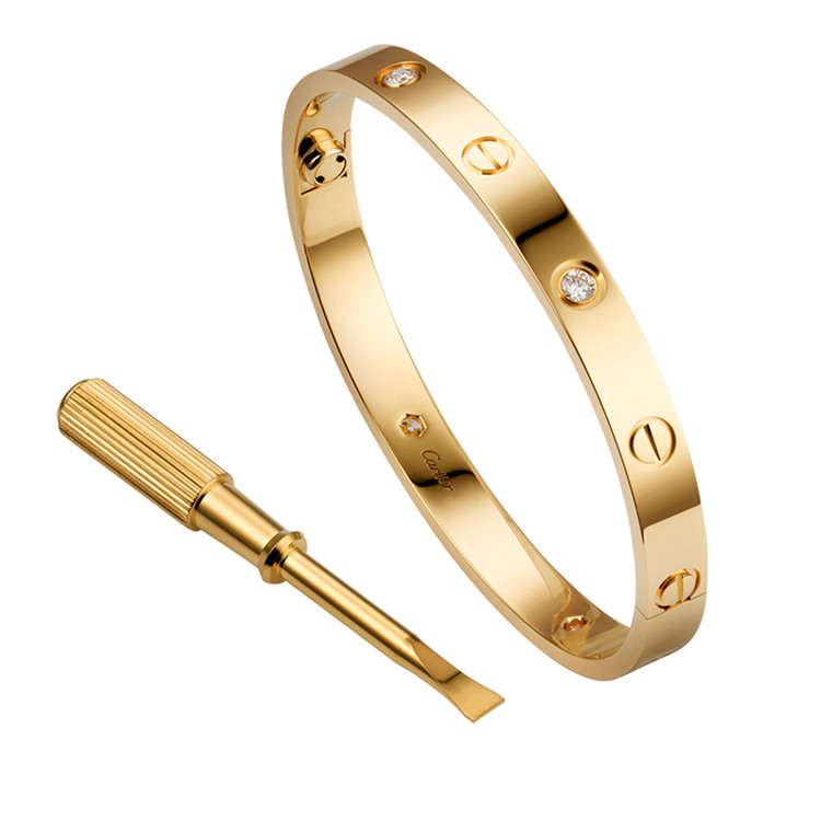 cartier/卡地亚 18k黄金钻石 love 手镯 17
