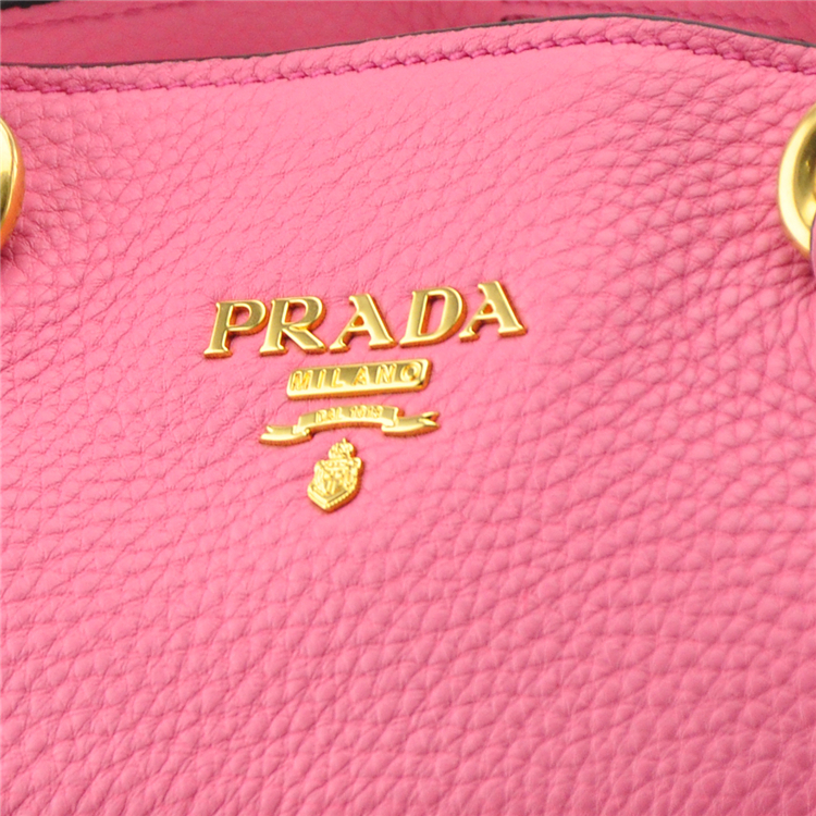 prada/普拉达 *新款蜜桃粉色女士荔枝纹牛皮手提包bn2754