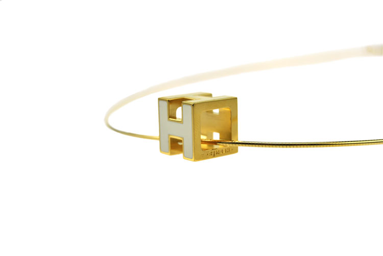 hermes/爱马仕 白色金链h扣吊坠项链
