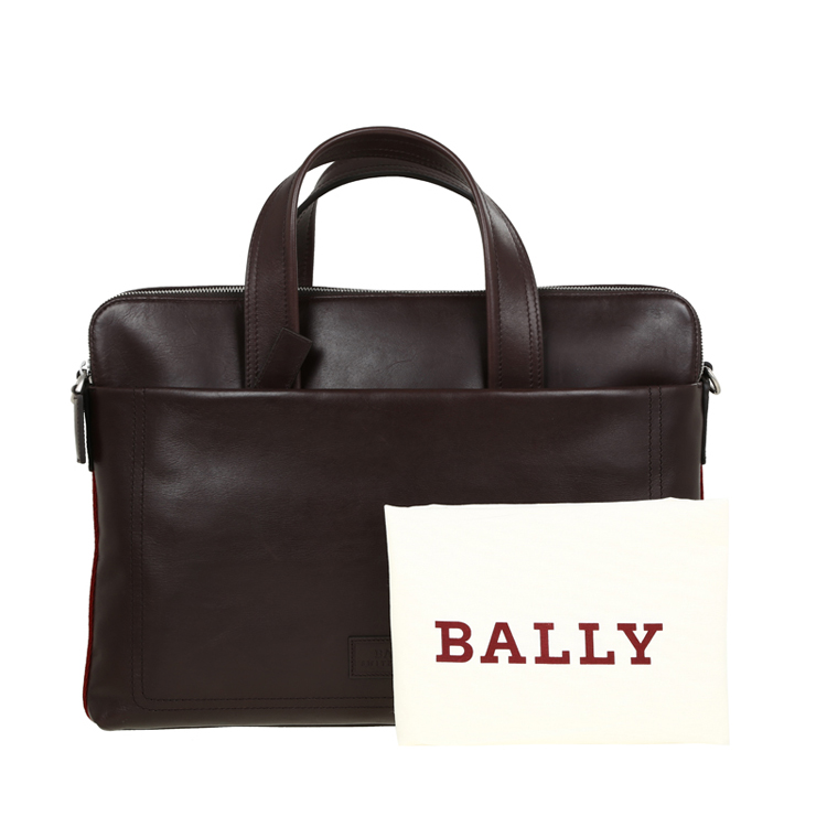 bally/巴利 男士telag小牛皮手提包公文包6187191巧克力/米红条纹