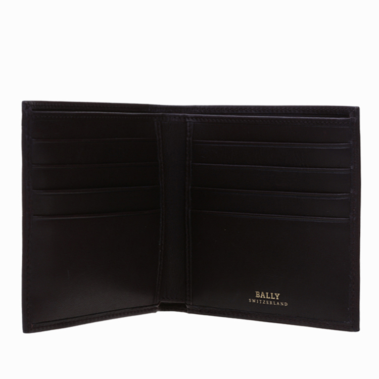 bally/巴利 男士小牛皮经典条纹织带短款钱夹钱包6167395巧克力