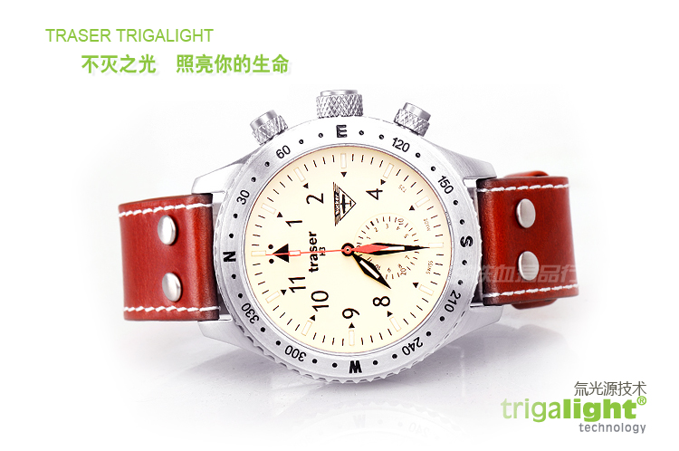 联保】瑞士机芯 正品traser t5302 aviator jungmeister飞行表 红男爵