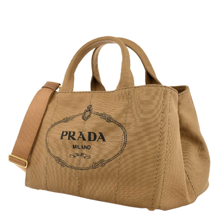 【prada普拉达 手提包】prada/普拉达女士棕色帆布棕色两用手提包#bn2