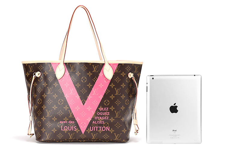 louis vuitton/路易威登 限量版粉色 neverfull 女士中号单肩包购物袋