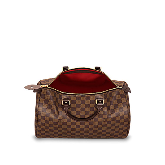 Louis Vuitton\/路易威登 SPEEDY 35棕色棋盘格