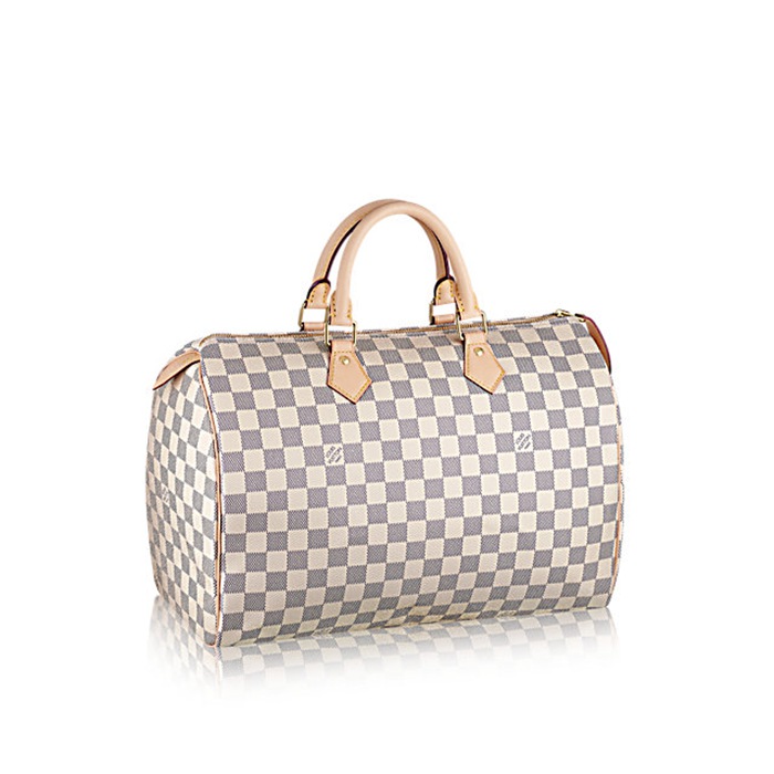 louis vuitton/路易威登 speedy 35白色棋盘格纹手提包