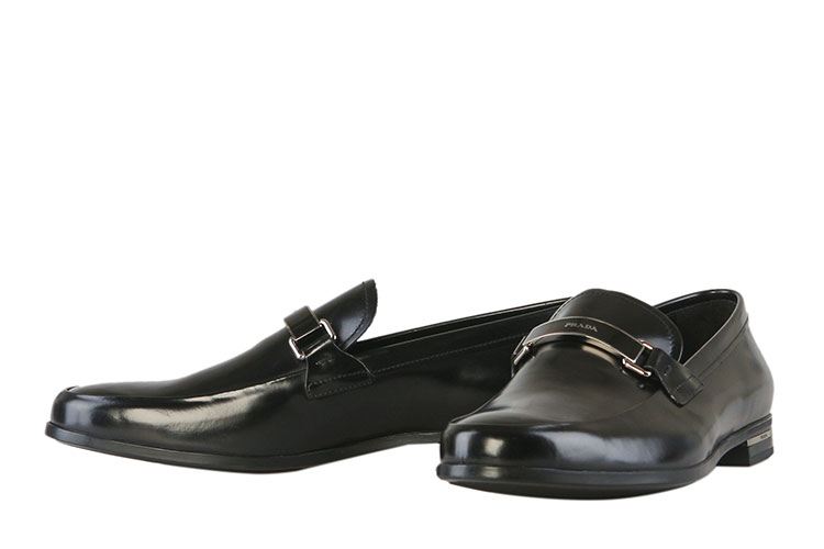 prada/普拉达 男士商务鞋2de060黑色亮皮真皮经典logo装饰扣男鞋 黑色