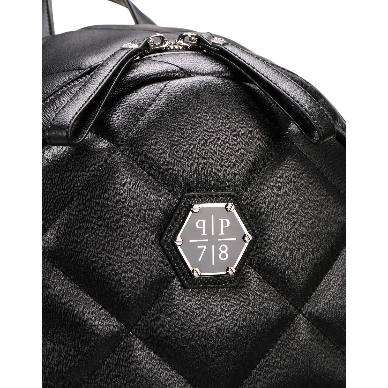 philipp plein/philipp plein 男士六角形品牌徽章黑色双肩包