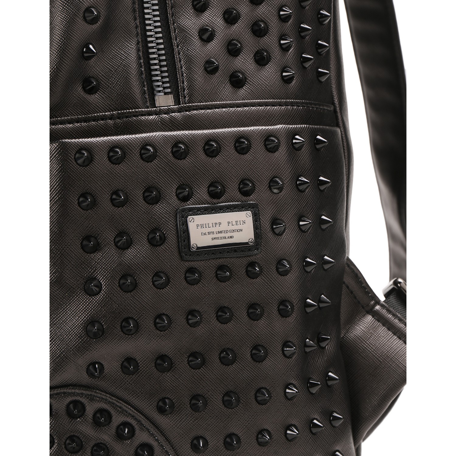 philipp plein/philipp plein 男士黑色柳钉大骷髅头双肩包