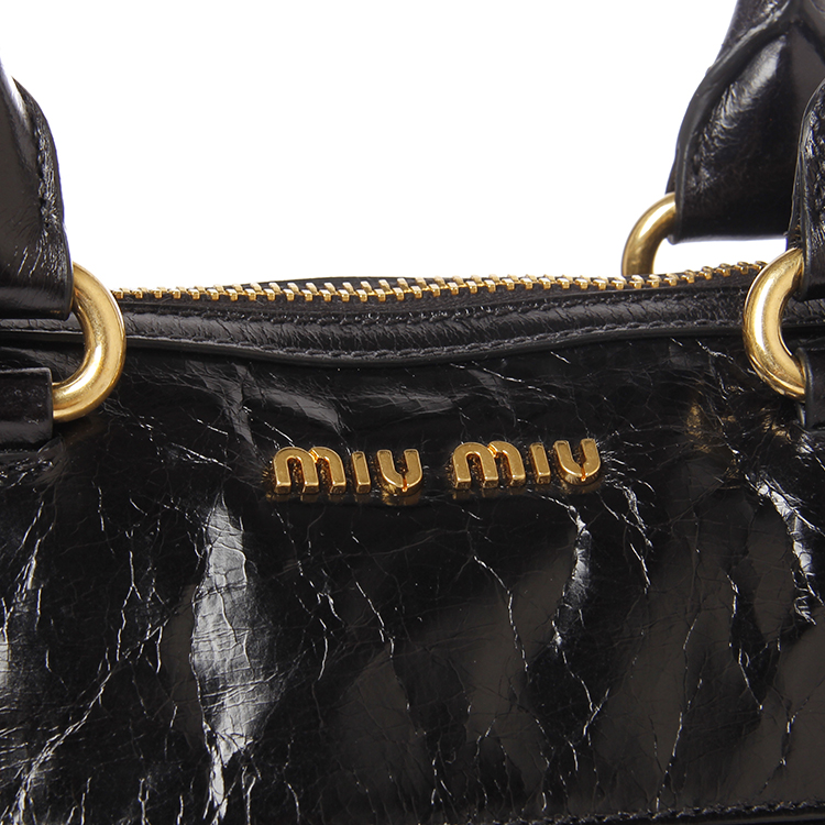 miumiu/缪缪 黑色女士牛皮质手提包,两用包5bb101
