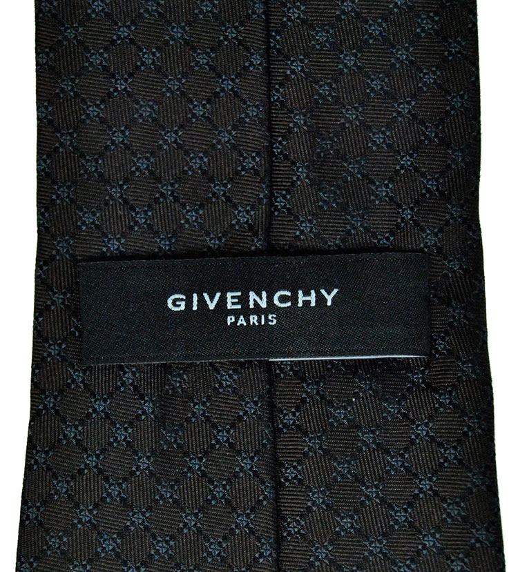 givenchy/纪梵希 男士底黑色格子刺绣logo 领带 光大银行 江苏银行