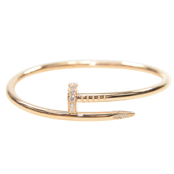 cartier/卡地亚juste un clou系列18k玫瑰金钻石手镯b6039016 16
