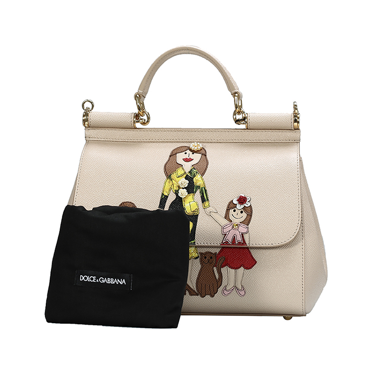 dolce&gabbana/杜嘉班纳 女士sicily中号小牛皮手拎包 bb6002 玫瑰