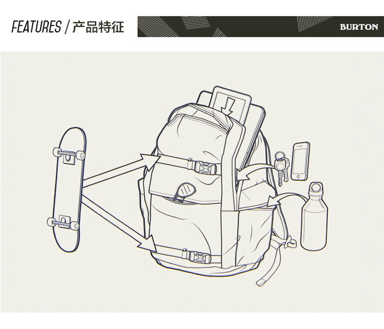 burton/伯顿 kilo双肩背包 27l 休闲户外野餐徒步旅行登山滑雪加厚
