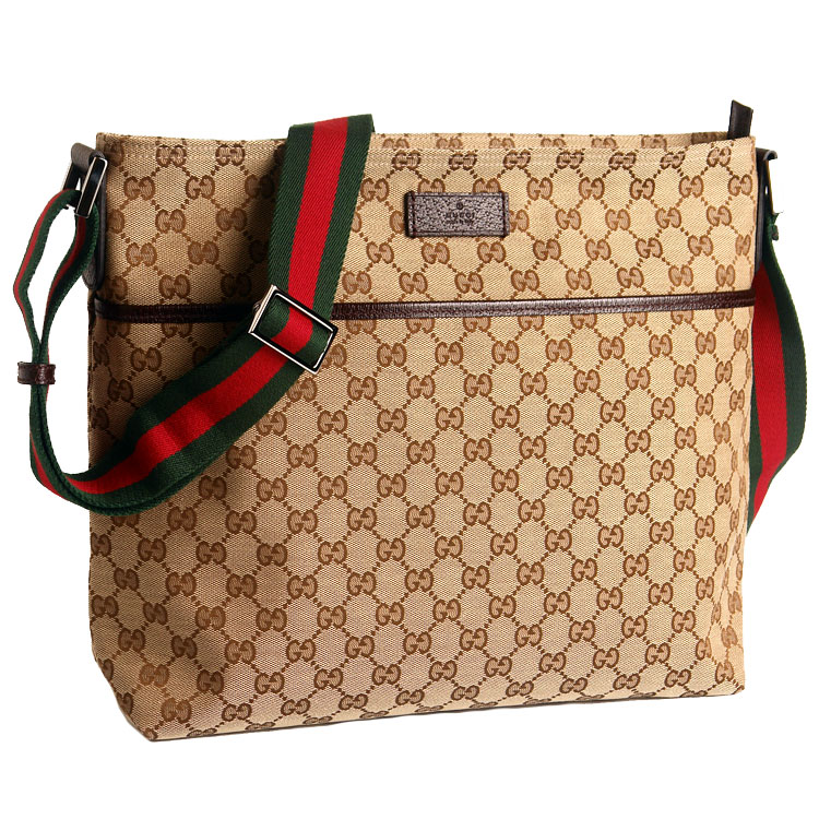 gucci/古驰 男士卡其色帆布单肩斜跨包男包 189751