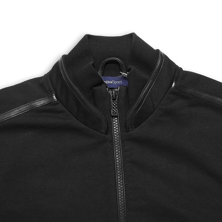 zegna sport/zegna sport 男士外套 棉质混纺皮质拼接双层领口男士