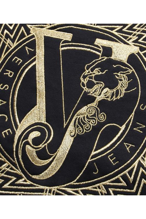 versace jeans/范思哲牛仔 16年秋冬款黑色纯棉圆领vj图案长袖男士