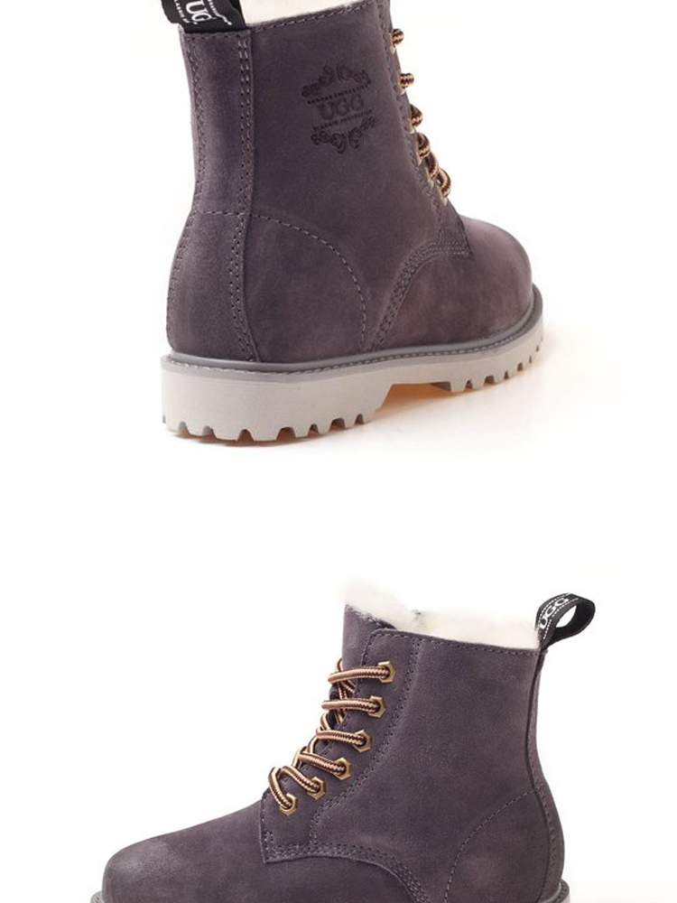 ozwear ugg(ozwear ugg) 男士皮鞋经典系带高帮马丁靴 保暖加绒防水