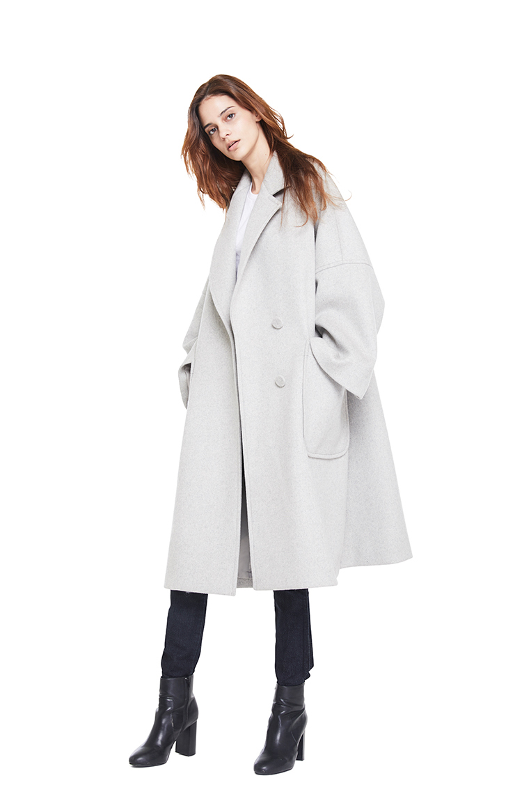 millogrem snuggle系列浅灰色羊毛大衣 mwfw16ctlg041