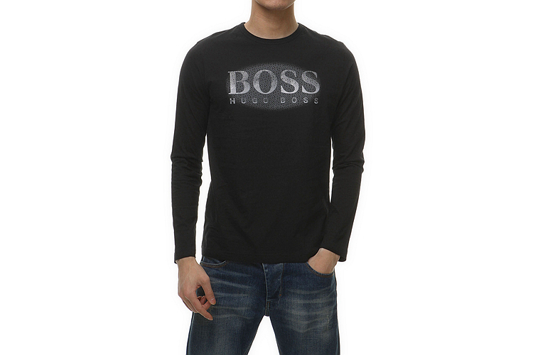 hugo boss/雨果波士 bossgreen胸前logo字母印花圆领纯棉长袖男士t恤